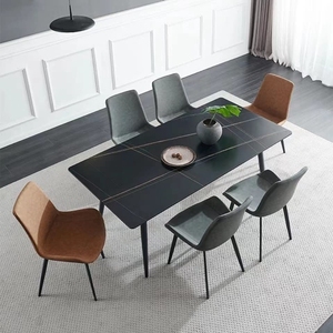 Muebles de comedor de mejor estilo Mesa de comedor de piedra sinisted con patas de metal Muebles de sala Mesa de Centro y sillas - Product Image 1