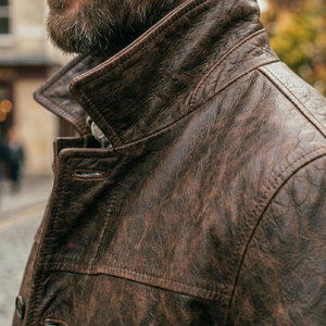 Wholesale Top Selling <b>Men</b>’s <b>Long</b> <b>Coat</b> Double Breasted Custom Color Embossed Genuine Leather <b>Coat</b> Mid Length Winter Wear - Product Image 6