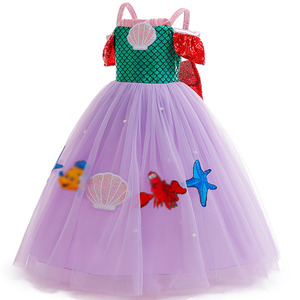 Disfraz de sirena para niña pequeña, disfraz de sirena de encaje para fiesta de Navidad y Halloween, vestido de princesa <span class=keywords><strong>Ariel</strong></span> para niñas - Product Image 6