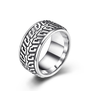 Rotatable Tire Pattern <b>Ring</b> Men's Geometric Design Steel Black Gold Fashion Jewelry Gift Index Finger <b>Ring</b> - Product Image 1
