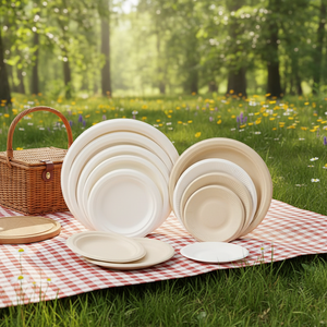 Assiettes jetables écologiques en bagasse de 6, 7, 8, 9, 10 pouces – Alternative durable aux assiettes en plastique et en papier – Vaisselle - Product Image 1