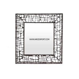 Dernière conception de forme carrée couleur noire enduit de poudre artisanale décoration murale miroir mural rond art mural à un prix raisonnable - Product Image 1