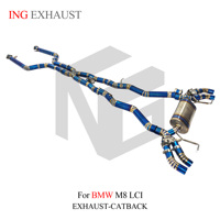 Knalpot Catback Titanium Alloy ING untuk BMW M8 LCI 4.4T S63 V8 dengan Katup Standar Muffler, Pipa Balap Otomatis, Sistem Knalpot