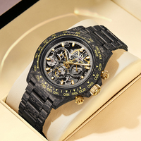 Bonest Gatti Leichtgewichtige Vollcarbon Automatik-Chronograph Uhr Lava-Design Saphirglas 50M Wasserdicht Sport BG9014