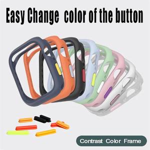 Yumuşak Silikon Koruyucu Kılıf Apple Watch Serisi 7 SE 6 5 4 <span class=keywords><strong>3</strong></span> 2 1 38MM 40MM 41MM 42MM 44MM 45MM Düğme Tampon Çerçeve Kapağı - Product Image 5