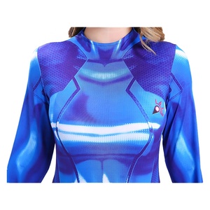 Traje de Halloween de Manga Larga con Estampado Digital de Juego de Terror, Disfraz de Anime Zentai Metroid Samus, Mono Azul - Product Image 3