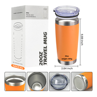 Gobelet isotherme à double paroi en acier inoxydable noir avec logo personnalisé, 20 oz, revêtement poudré, tasse à café thermique, gobelet de voyage avec couvercle
