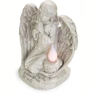 Outdoor Decor Garden Light Praying Angel Watching Over Us Solar Powered LED Eco Friendly Resin Craft Waterproof Resin Statue