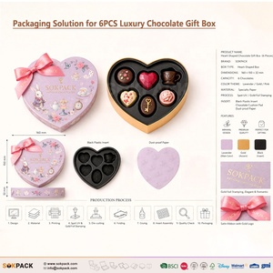 Boîte cadeau rigide personnalisée en forme de cœur pour aliments pour bébés et chocolats, avec insert en plastique noir, ruban en satin, boîte à bonbons pour la Saint-Valentin - Product Image 6
