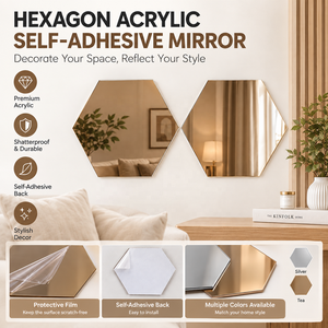 Custom Amber Hexagon Acrylic Mirror Wall <b>Stickers</b> Self <b>Adhesive</b> Tinted Mirror <b>Tiles</b> for Home Wall Decor - Product Image 2