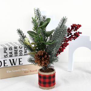 <span class=keywords><strong>Petit</strong></span> arbre de Noël artificiel de 30cm avec des décorations de bureau chaudes <span class=keywords><strong>en</strong></span> matériau PE de fleur de simulation dorée pour Noël - Product Image 1