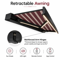 Auvent rétractable motorisé intelligent à cassette complète, imperméable, pour terrasse, jardin, villa, avec télécommande WiFi LED