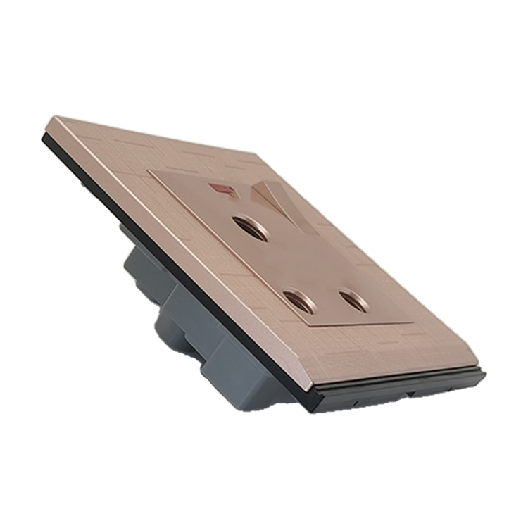 VNX UK Standard 15A Round-pin 86mm*86mm 1Gang With Neon Wall Switches Power Electrical Socket Gold Brush Meteor Rain Series