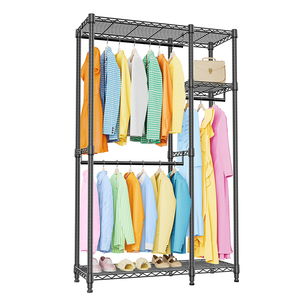 MZG USA Local Warehouse Heavy Duty Adjustable Garment Rack Wire Shelving Storage Closet Clothing Rack with Wheels - Product Image 1