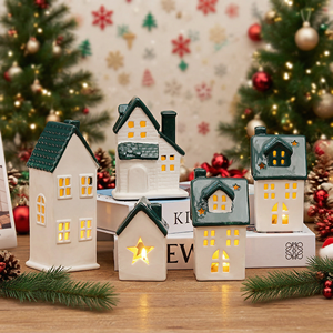 Best Selling Ceramic LED House Figurine Village House LED <b>Light</b> Decor Promotional Gift for Christmas Holiday Corporate Giveaway - Product Image 1