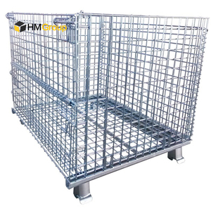 Công nghiệp kho bền dễ dàng lắp ráp gấp lưu trữ Stack mạ kẽm kim loại thép dây sắt Container - Product Image 1