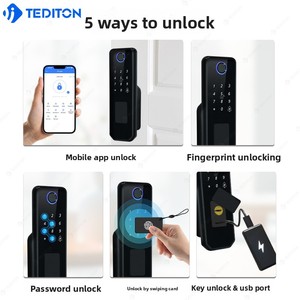 Meilleure vente transfrontalière : Serrure de porte intelligente en alliage d'aluminium GT01 à double empreinte digitale, compatible TTLock/Tuya, étanche - Product Image 2