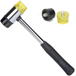 Double-Faced Soft Mallet Non-Slip Plastic Handle Stainless Steel Hammer for Soap Stamp,Jewelry Craftsman,Wood