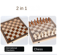 Ensembles d'échecs magnétiques en bois de noyer personnalisés en usine Jeux de société en bois 2 en 1 pour enfants et adultes Jeu d'échecs et de dames