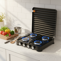 Réchaud de camping portable à gaz 4 brûleurs haute efficacité de style européen avec dispositif d'allumage, accessoire de cuisson extérieur
