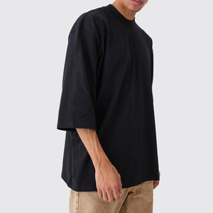 T-shirt Streetwear oversize in cotone 100% di alta qualità da uomo con tasca frontale 300g in tessuto e traspirante - Product Image 6