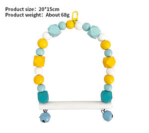 Di alta qualità pappagallo gioco da masticare giocattoli in legno uccello altalena per pappagallo gabbia appesa pappagallo si erge perline colorate campana di formazione giocattolo - Product Image 3