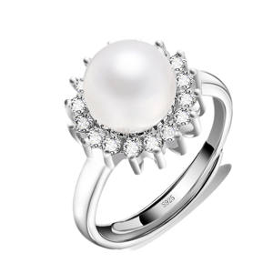 <span class=keywords><strong>Anillos</strong></span> de Compromiso de Perlas <span class=keywords><strong>James</strong></span> <span class=keywords><strong>Allen</strong></span> de Tamaño Personalizado, Joyería de Oro Blanco de 14K y 18K, Perlas de Agua de Mar, Joyería Jaxxon - Product Image 3