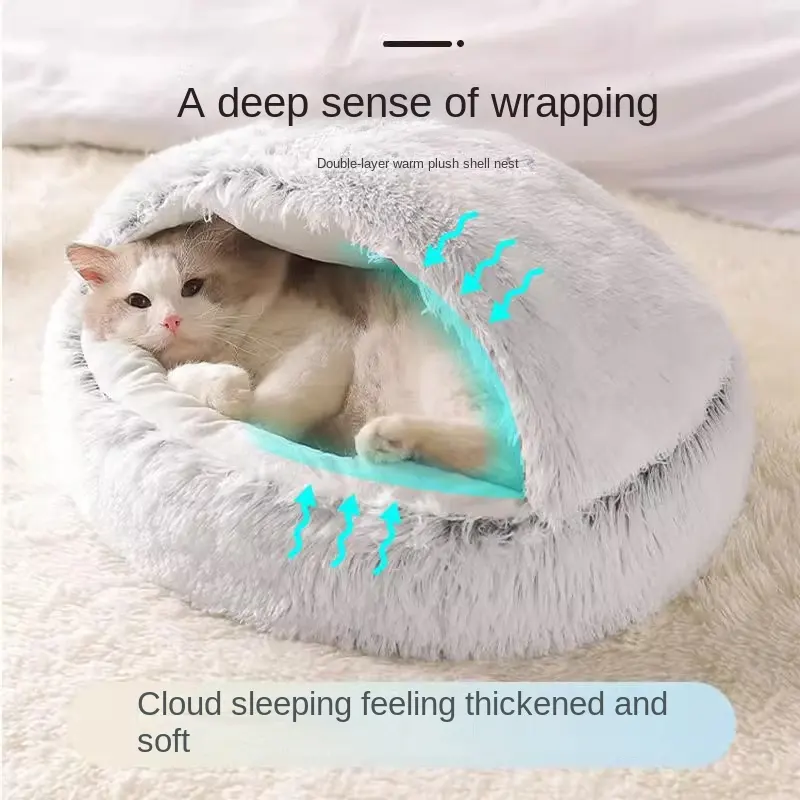 Tempat tidur kucing, empat musim rumah kucing umum, kucing tertutup, anak kucing, tempat tidur anak kucing, tempat tidur anjing Musim Dingin, kehangatan hewan peliharaan Musim Dingin