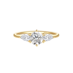 Cổ Điển Ba Đá Nhẫn CZ Zircon 925 Sterling Silver Mạ Vàng Trang Sức Tuyên Bố Eternity Nhẫn Đối Với Phụ Nữ - Product Image 1