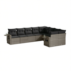 <b>Large</b> Grey Pe Rattan Outdoor Garden Sofa Set With Steel <b>Frame</b> 6 Seater Contemporary Design Weather Resistant Furniture - Product Image 1