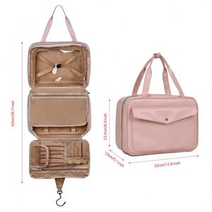 Trousse de Toilette de Voyage Pliable Grande Capacité BSCI Peach – Organisateur de Maquillage et Cosmétiques Pliable pour Voyage - Product Image 3