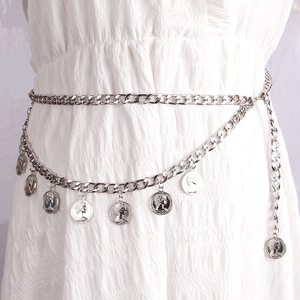 จี้เหรียญรูปภาพสไตล์เรโทร สร้อยคอเงินแท้แบบทิเบต สร้อยคาดเอวหลายชั้นสำหรับผู้หญิง สวมใส่ได้ทุกวัน - Product Image 3