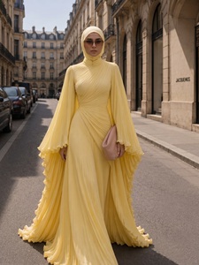 Abito Lungo Plissettato su Misura Loviya per Signore Musulmane, Abaya Dubai <span class=keywords><strong>Chic</strong></span>, <span class=keywords><strong>Abbigliamento</strong></span> Formale Islamico - Product Image 1