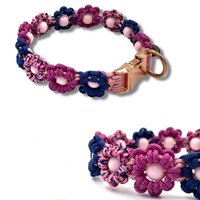 Collier de luxe pour chien, doux, motif floral, personnalisé, en paracorde tressé, avec breloque perlée, pour l'extérieur