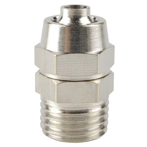 ข้อต่อลมแบบตรงชุบนิกเกิลเคลือบทองแดง พร้อมน็อตล็อค ขนาด 6 มม. 1/8 G1/8 สำหรับท่อลม - Product Image 2