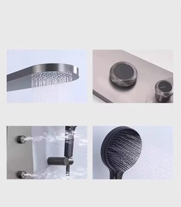 Настенная смарт-панель для душа с цифровым дисплеем, эффектом тропического ливня, массажем поясницы и LED-подсветкой, цвета: серебро, золото, оружейная сталь, латунь - Product Image 4