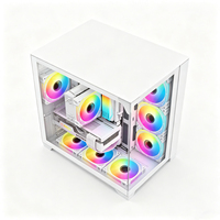 Boîtier d'ordinateur de jeu ATX panoramique 3 côtés Meway OEM blanc, châssis de tour moyenne en verre trempé, radiateur 360 mm, 7 ventilateurs, pièces PC