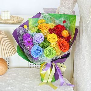 Ramo de Rosas Secas <span class=keywords><strong>Wafa</strong></span>, Flores Eternas Coloridas, Regalo para Múltiples Ocasiones y Festividades - Product Image 3