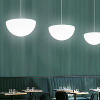 Lustre de restaurant en PE blanc de style nordique moderne minimaliste, demi-cercle, CRI Ra97, pour comptoir de bar, hauteur réglable