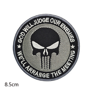 Toppe Ricamate Tonde Ecologiche in Tessuto da Cucire con Motivo Teschio Punisher Tattico - Product Image 5