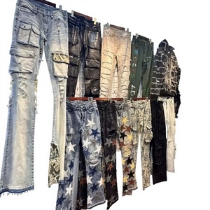 กางเกงยีนส์ทรงตรงผู้ชายรุ่นใหม่ สปริง 2025 ทรงสลิมฟิต ปักลาย สไตล์ลำลองแนวสตรีท สีน้ำเงินเดนิม - Product Image 1