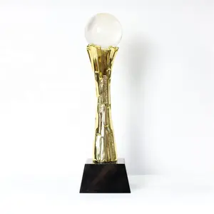 R46 Factory Wholesale Resin Trophy Earth Ball Crystal Trophy Black Stand For Business Supply Gifts Crafts