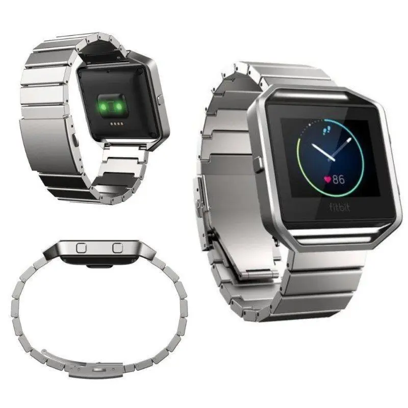 Düz toka kordonlu saat ile Fitbit blaze zincir kayış için bir boncuk paslanmaz watchband