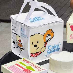 Disposable 4/6/8inch Recyclable Non-Woven Customizable Food <b>Snack</b> Milk Birthday Cake Insulation <b>Bag</b> Flexiloop Handle Aluminum - Product Image 4