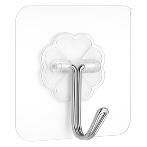 Transparent Damage-Free Eco-Friendly PVC Clothing <b>Hook</b> Strong Self-Adhesive Sticky Wall Hanger Simple Design - Product Image 1