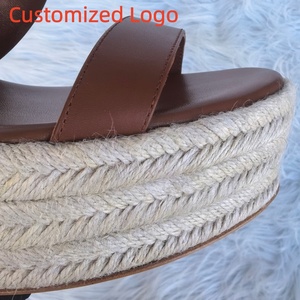 Sandalias de Plataforma Planas de Cuero Genuino para Mujer, Diseño de Lujo de Verano, Elegantes, con Suela de Paja - Product Image 2