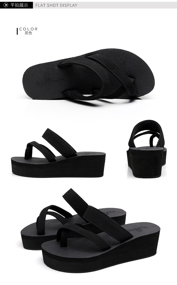 2021 Female Slippers Non-Slip Casual Flip-Flops High-Heeled Wedges Slippers Beach Platform Sandals