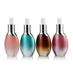 Großhandel blau rosa Bernstein Tropf flasche Augentropfen Serum flasche ätherisches Öl mit silberner Kappe