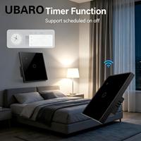 Interruttore Luce Touch Panel Smart Zigbee 10A UBARO in Vetro Temperato, Monopolare, Controllo Remoto tramite App, Compatibile con Google Home e Alexa, 240V EU/UK