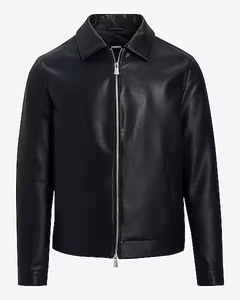 جاكيت جلدي بياقة مربعة فضفاض وسحاب كامل للرجال للشتاء حسب الطلب - Product Image 1